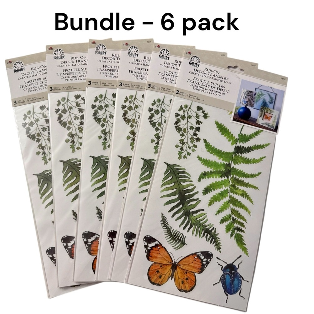 FOLK ART Rub-On Décor Transfers - 6pk BUNDLE NEW - Sealed!!